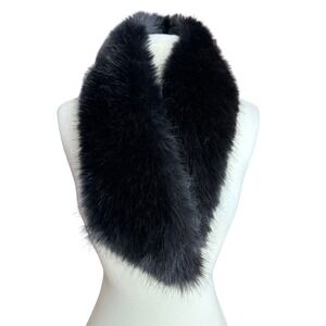 Faux Black Fur Goth Stole Scarf Wrap Hollywood Glam New York Style